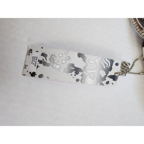 NWT Smet by Christian Audigier White Leather Belt with Rhinestone Buckle main image 8